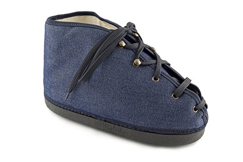 EXTRO STYLE - Scarpa Copri Gesso Piede Uomo e Donna, Tomaia in Tessuto Jeans Lavabile e Suola Antiscivolo, Scarpa per Gesso Post Operatoria e Bendaggi Gessati, Ambidestra, Blu Jeans, Taglia 41/42/43