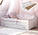 Kinderbett Mädchen Jugendbett 80x160 mit Matratze Rausfallschutz & Schublade | Prinzessin Kinder Sofa Couch Bett umbaubar grau weiß