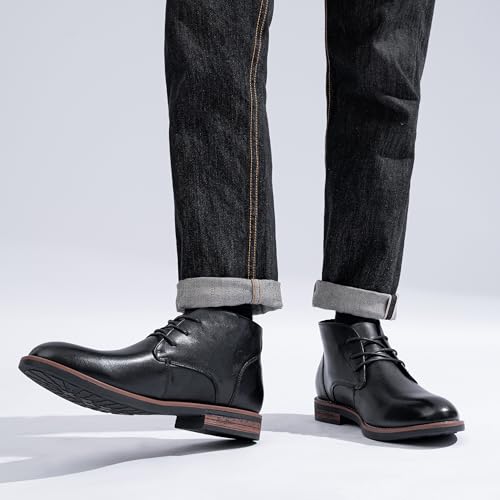 Jousen Men Chukka Boots Premium Leather Black Boots4
