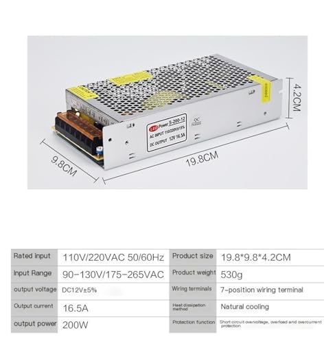 Transformateur de puissance 12V 200W à découpage pour éclairage stable et sans baisse