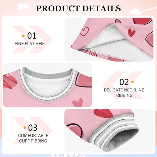 Heart Pink Red Girls Dresses Long Sleeve Sweatshirt Dress for Girls Winter Toddler Casual A Line Dresses Size 2-8T3