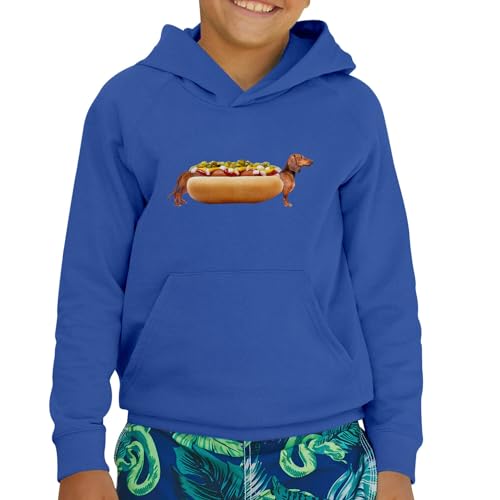 Sweat à capuche enfant hotdog teckel original et rigolo en coton premium