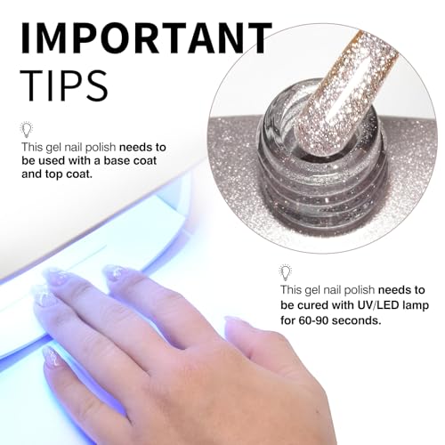 Image of CANNI 9ml Rose Grey Glitter Gel Nail Polish High Gloss UV LED Soak Off Gel