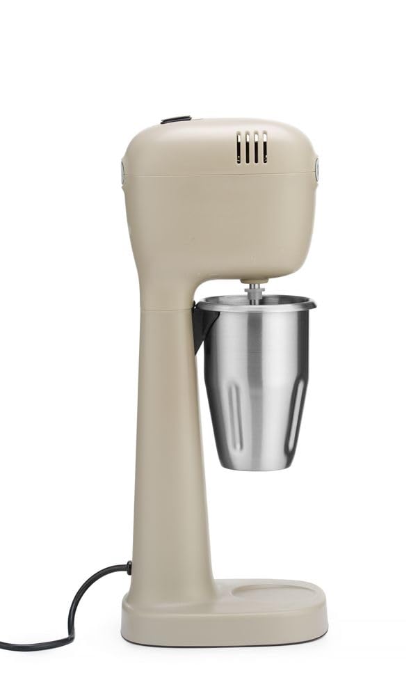 HENDI Mixer Professionale per Bevande, Aeratore di Bevande Leggere, Frappé, Cappuccini Freddi, Include 2 Bicchieri e 4 Agitatori, 230V/400W, 170x196x(H)490mm, Caramello