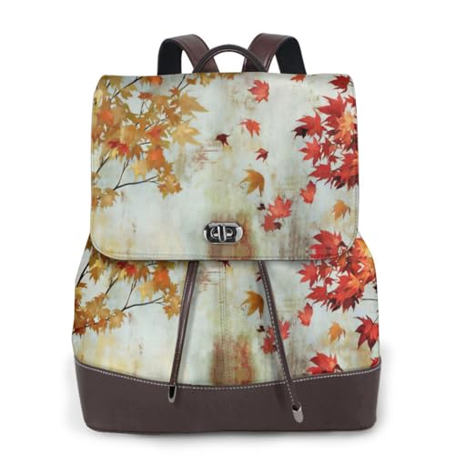 Sac à dos en cuir pour femme feuilles dorées mode tendance noir