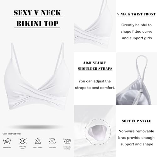 Image of Amy Babe Women's High Waisted Bikini Sets Push Up Twist Front Spaghetti Straps Ruched Two Piece Swimsuit Bathing Suit