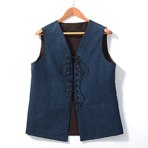 BPURB Mens Renaissance Steampunk Lace-up Vest Gothic Waistcoat Reversible Vest for Men3