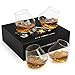 Set of 4 Tilted Crystal Whiskey Tumblers, Old Fashioned Scotch & Bourbon Glasses in Gift Box