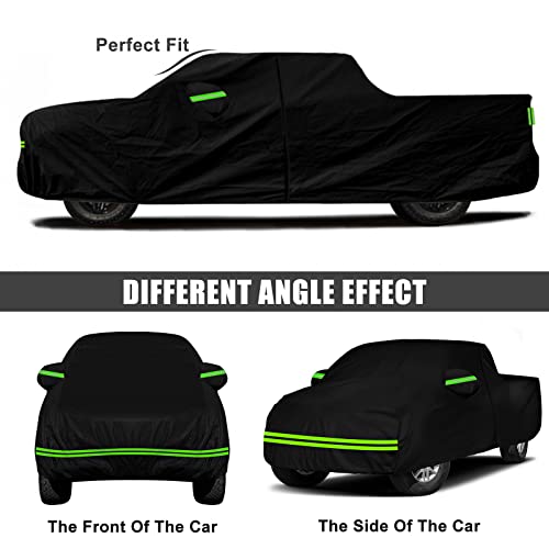 Image of Waterproof Car Cover Compatible with Chevrolet Silverado /GMC Sierra 1500 /2500 /3500 Crew Cab 6.6ft Bed 2014-2025, 420D All Weather Car Cover with Zipper Door for Snow Rain Dust Hail Protection
