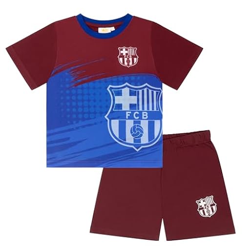 Barcelona FC Pijama de Manga Corta para Niños - 9-10 Años: 140cm | Ya disponible en tu tienda friki favorita! En mundofriki.es!