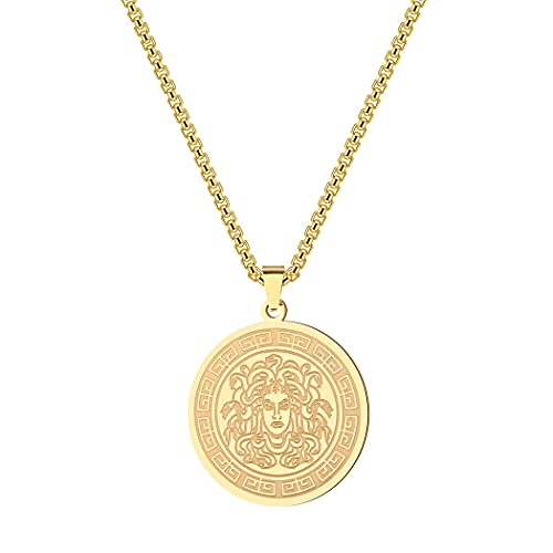 Chereda Mythologie Medusa Gorgon Halskette für Damen und Herren mit antikem griechischem Symbol Schmuck aus Edelstahl
