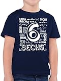 6. Geburtstag - Sechster Zahlen - 128 (7/8 Jahre) - Dunkelblau - geburtstagsshirt 9 Junge - F130K - Kinder Tshirts und T-Shirt für Jungen
