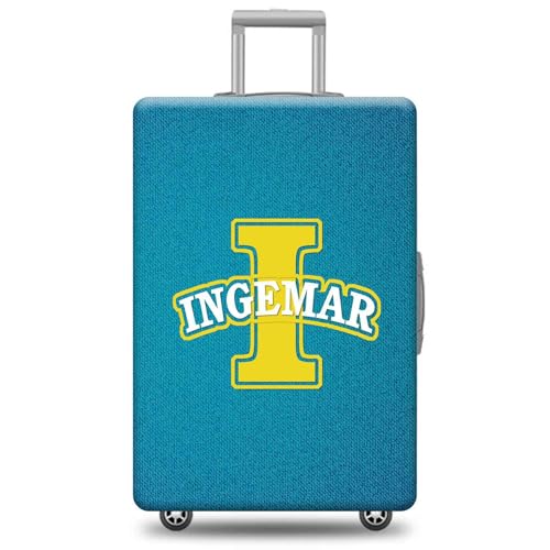 Personalized Letter I Luggage Cover Blue Yellow Monogram Initial Suitcase Cover Elastic Washable Travel Suitcase Protector