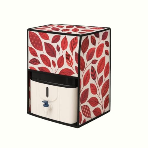 Image of KALRA MAGIC RO Water Purifier Cover - Waterproof & Dustproof Body Protector for Kent Grand & Pulse Aqua, Durable Water Filter Protection, Red Leaf Print