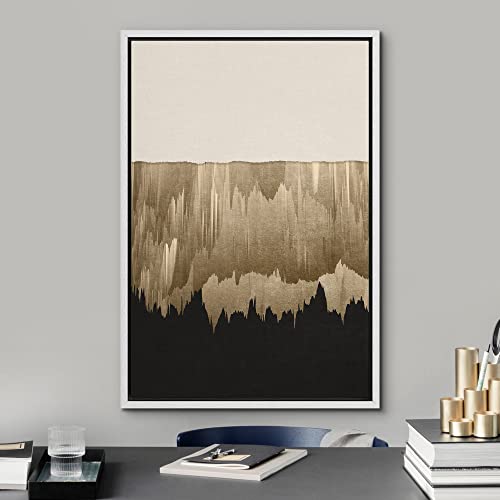 SIGNFORD Grunge Gold Abstract Canvas Print - 16x24 White for Living Room, Bedroom, Office