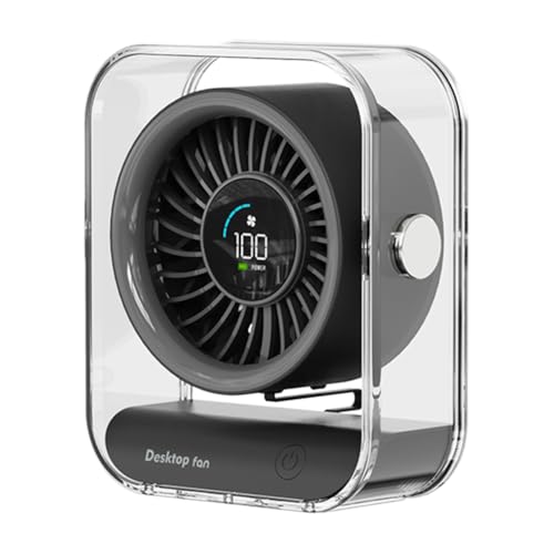 ARVALOLET Small Desk Fan - Ventilador con pantalla LED (recargable en negro)