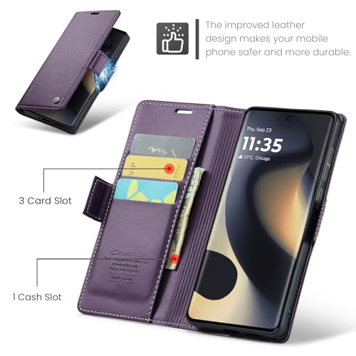 Taneny Wallet Case for Moto Edge 2025, PU Leather Magnetic Flip Case with RFID Blocking Card Holder Kickstand for Women Men, Shockproof Durable Protective Phone Cover for Motorola Edge 2025 (Purple) - image 3