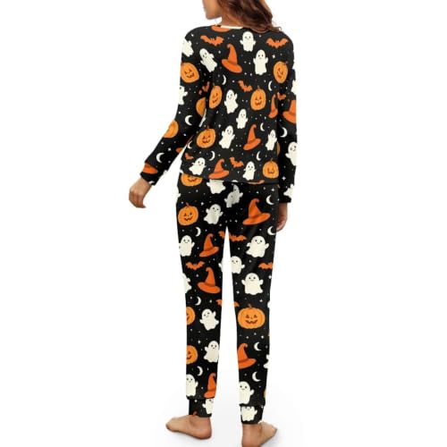 Image of Women's Pajamas Set Soft 2 Piece Loungewear Long Sleeve Pj Set | Matching Sleepwear, Crew Neck Top, Drawstring Jogger Pants with Pockets, Fall Pajama for Home, Sleep, Casual Wear, Plus Size