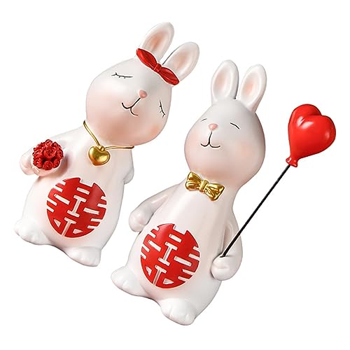 Sculptures de Lapin de mariée ZXQUEGF : Couple de figurines en résine pour la maison