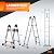 Telescoping Ladder 12.5 FT A Frame, Extension Multi-Purpose with Balance Bar Heavy Duty 330 lbs Max Capacity for Home and Outdoor Work, Silver