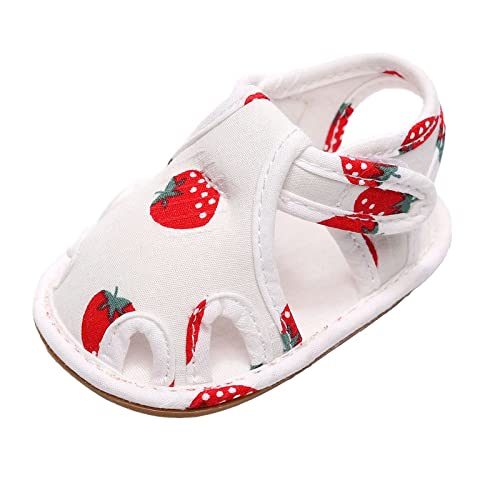EnJoCho Infant Toddler Shoes Soft Sole Non Slip Toddler Floor Shoes Fruit Strawberry Print Sandals Toddler Walking Shoes (Red, 0Months)