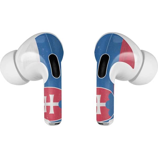 Skinit Decal Audio Skin Compatible with Apple AirPods Pro (2rd Gen, 2022) - Skinit Originally Designed Slovakia Flag Distressed Design