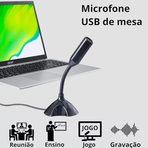 Microfone de Mesa USB Gamer e Streamer suporte Ajustável flexível para PC, laptop, microfones de com