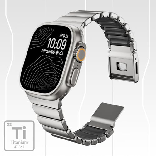 Image of Magnetic Titanium Band Compatible with Apple Watch Ultra 3 /2 /1 Band 49mm Series 11 10 46mm 45mm 44mm 42mm SE 3 /2 /1 9 8 7 6 5 4,Luxury Silicone Dual-Layer Link For iwatch Men Women