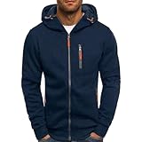 Felpa Uomo con Zip e Cappuccio, Felpa da Lavoro - Leggera Invernale Giacca Sportiva Maniche Lunghe Felpe Trekking con Polsini Elastici Vestibilità Felpe Comoda Larghi Giacca Funzionale Casual