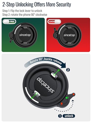 sincetop Bike Phone Mount,Mountain Bicycle Stem Phone Holder,Aluminum Handlebar Cell Phone Clamp,Gravel/MTB/Road E-Bike Cycling Cell Phone Clip,Quick Release Attach/Detach-Black【Series C-1st Gen】