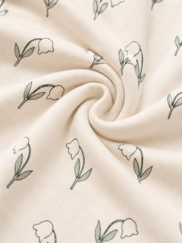 Image of TuddyBuddy Baby Cotton Wearable Quilted Sleeping Bag Blanket 1.5 Tog with 1 Way Zipper Closure | Ideal for Babies & Kids Hypoallergenic Fabrics | (Green Tulips AOP - Beige, 6-12 Months)