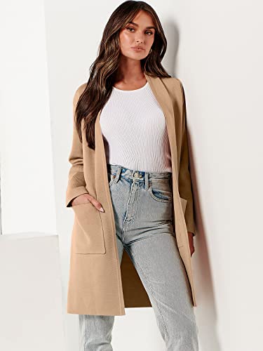 Anrabess Cardigan Sweater For Women Casual 2024 Fall Fashion Coat Long Sleeve Open Front Knit Coatigan Outwear Light Camel X-Large thumb #8