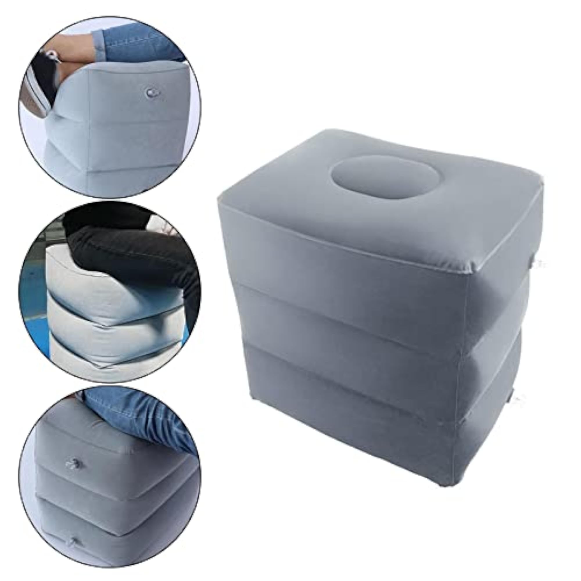 Inflatable Foot Rest Pillow for Travelling, Light Gray