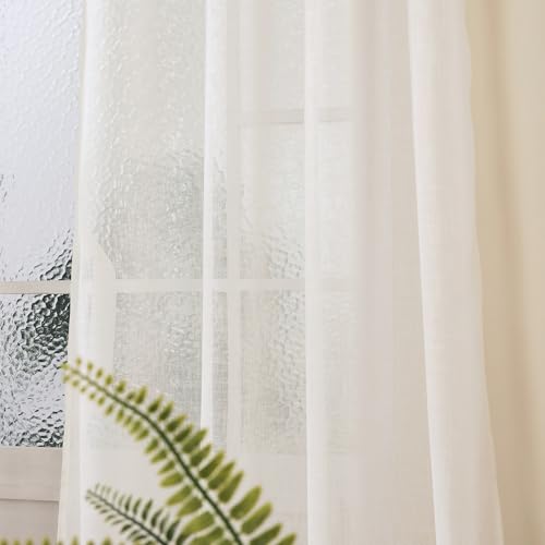Image of Story@Home Curtains Long Door 9 Feet Long Set of 2 | Sheer Curtain | Transparent Curtain | Curtains for Living Room | (118 X 275 Cm, White) | Elegant Airy Net Drapes for Home Decor