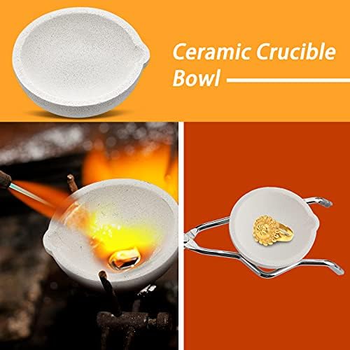 7 Pieces Graphite Torch Melting Casting Set, Including 2 Graphite Crucible Stirring Rod, Graphite Casting Mould 5-in-1 Graphite Casting Bar Mould, Quartz Crucible, Cylindrical Graphite, Melting Tongs