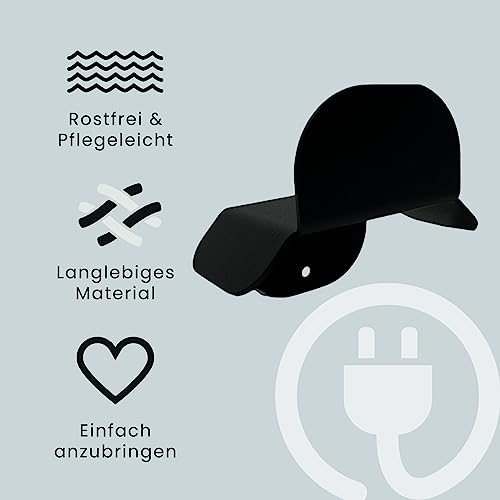 Wallbox Kabelhalter (Schwarz) - Wandhalterung für Ladekabel - Kabelhalterung Kabel und Stecker - Halterung Ladekabel Elektroauto - Verlängerungskabel Halter - Ladekabelhalter und Steckerhalter