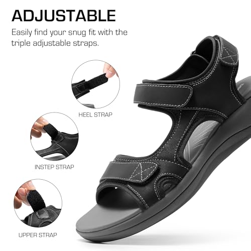 DREAM PAIRS Women's Sandals Open Toe Lightweight Summer Shoes Walking Casual Outdoor,Size 11,Black,DWUMST2503