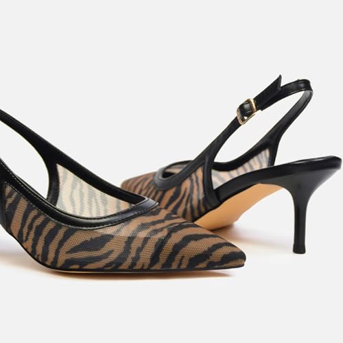 Image of Mesh Kitten Heels for Women Slingback Design with Pointed Toe Breathable and Stylish Elegant Low Heel for Comfort