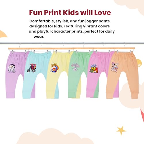 Image of Cotton Baby Boys' Pyjamas, Printed Boys and Girls Cotton Pajama Pants, Unisex Baby Pajamas, Kids Baby Track Pant (Pack of 6) (Multicolour)