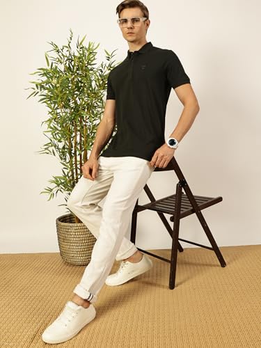 Image of Thomas Scott Men's | Solid | Half Sleeve | Regular Fit | 100% Cotton | Polo Collar | Button Closer | Casual Tshirt