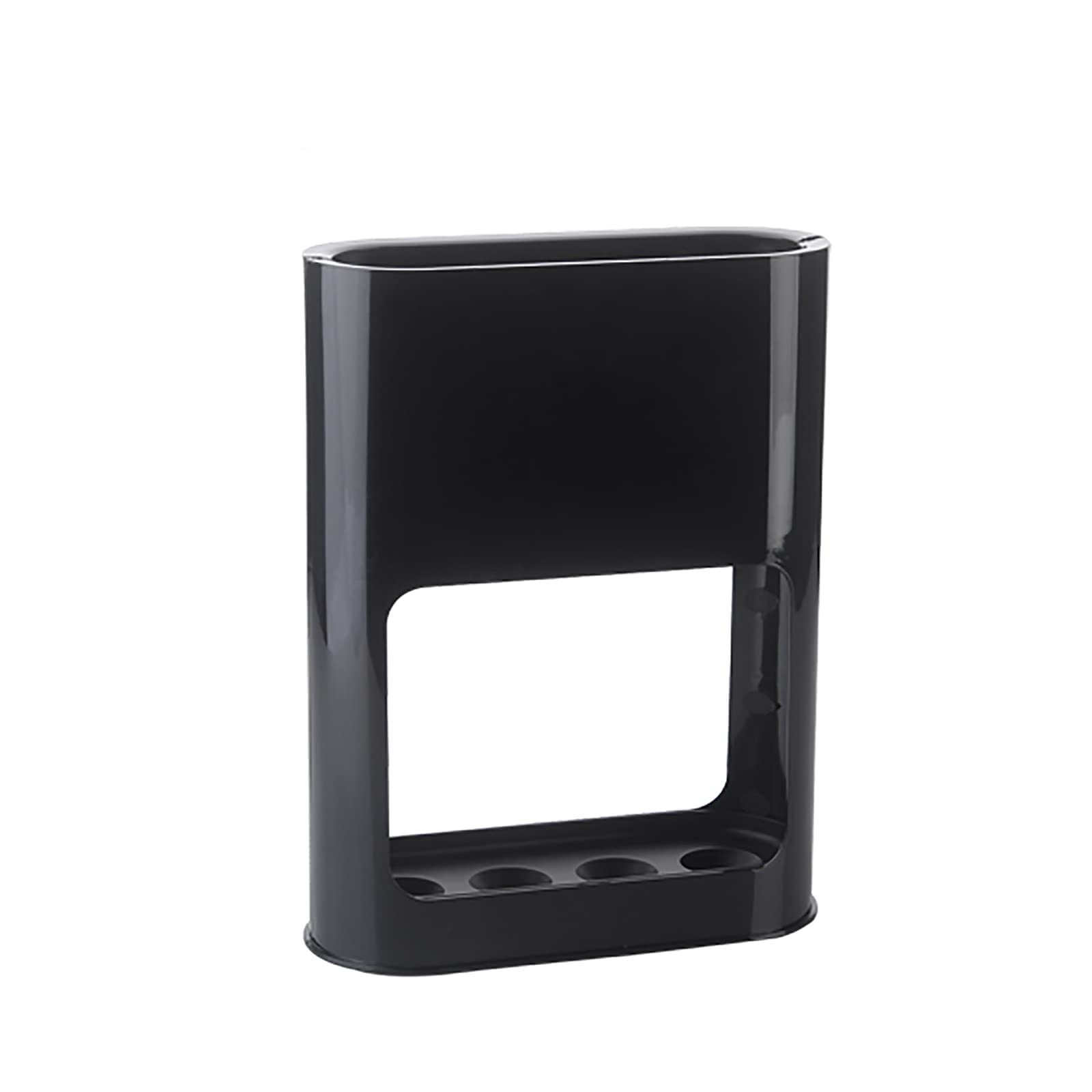 Porte-parapluies en plastique noir au design simple avec bac d'égouttement amovible