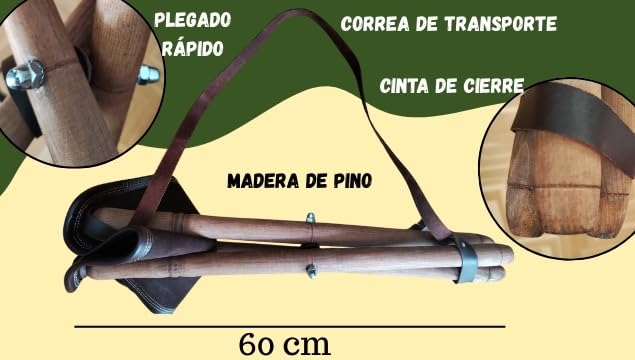 Taburete trípode de cuero para camping y rececho de montería 5