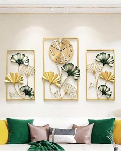 Image of Metal Wall Clock Big Double Circle Antique Handcrafted Wall Clock for Bedroom Living Room (Design 2)