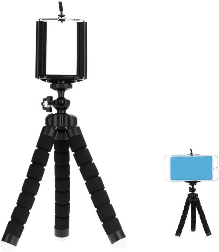 AKOAK Mini Camera Tripod, Portable and Flexible Tripod with Cell Phone Holder Clip, Standard 1/4 Screw Suited for General Camera and Adjustable Clip