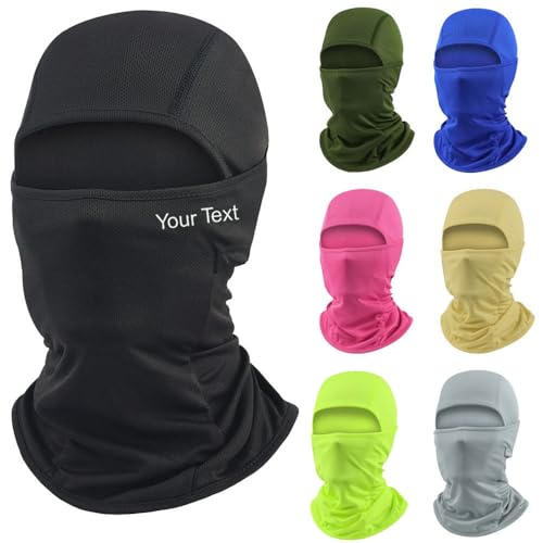 LAKONE Custom Text Embroidery Balaclava Face Mask, Unisex Protection Lightweight Ski & Cycling Mask, Windproof Breathable for Motorcycle Snowboard Skiing Cycling Hiking