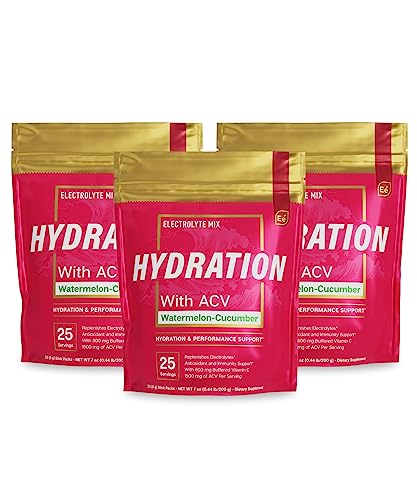 Essential Elements Hydration Packets - Watermelon Cucumber Pack - Sugar Free Electrolytes Powder Packets - 75 Stick Packs of Electrolytes Powder No Sugar - Hydration Drink - with ACV & Vitamin C