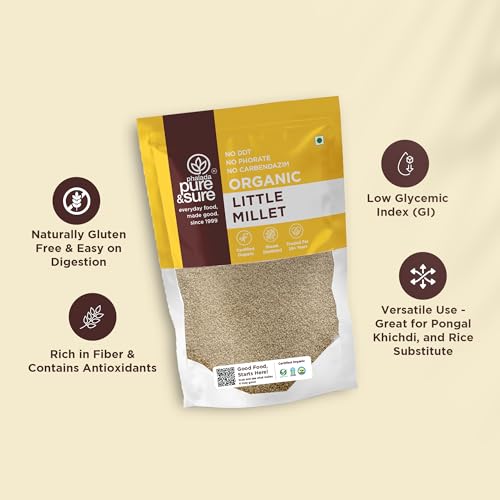 Image of Pure & Sure Organic Little Millets | Organic Healthy Food | Certified for Weight Loss | Gluten-free, Non-GMO, No Trans Fats | 500g