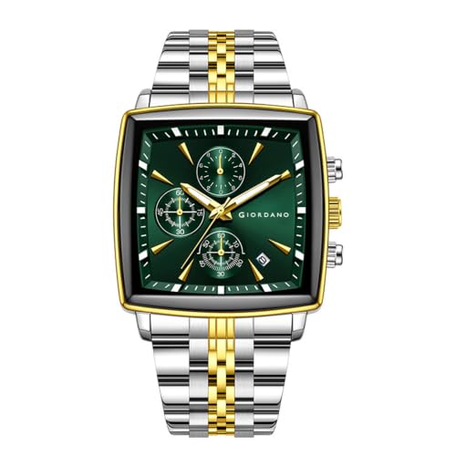 Image of Giordano Multi Function Watch for Men with Square Dial, Stainless Steel Strap and Date Display