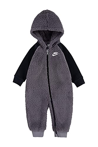 Nike Baby`s Faux Sherpa Hooded Coverall (Anthracite(66F811-G4T)/Black, 6 Months)