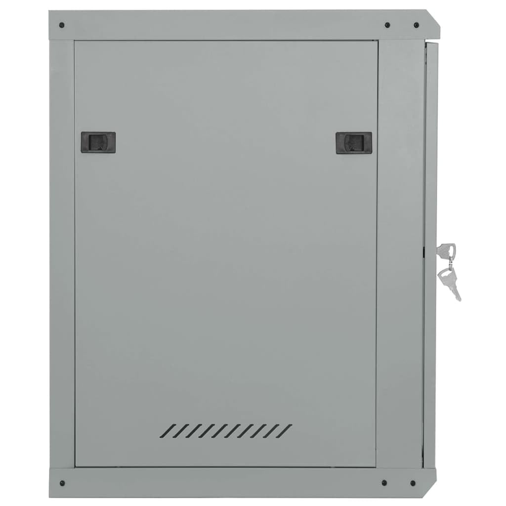 Armadietto di rete 53 x 60 x 60 cm, alloggiamento da parete per server infrastruttura IT in acciaio con porta in vetro di sicurezza, grigio